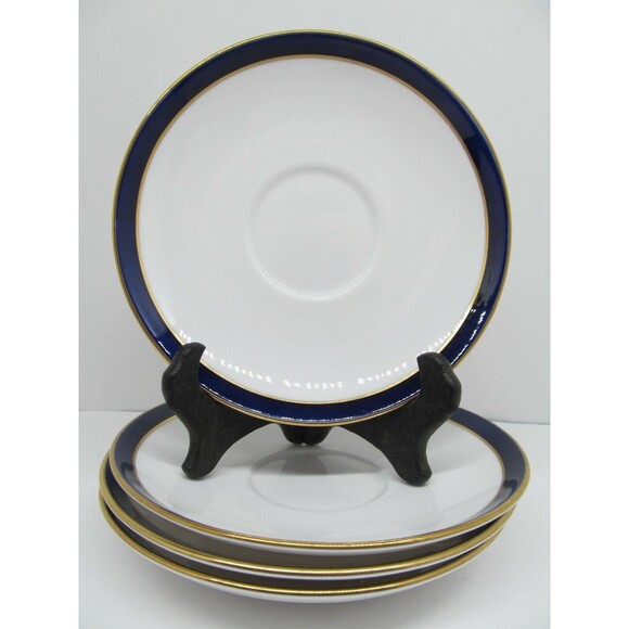 Spode Consul Cobalt Bone China 5 3/4" Saucers Set Of  4 Saucers - Picture 7 of 12